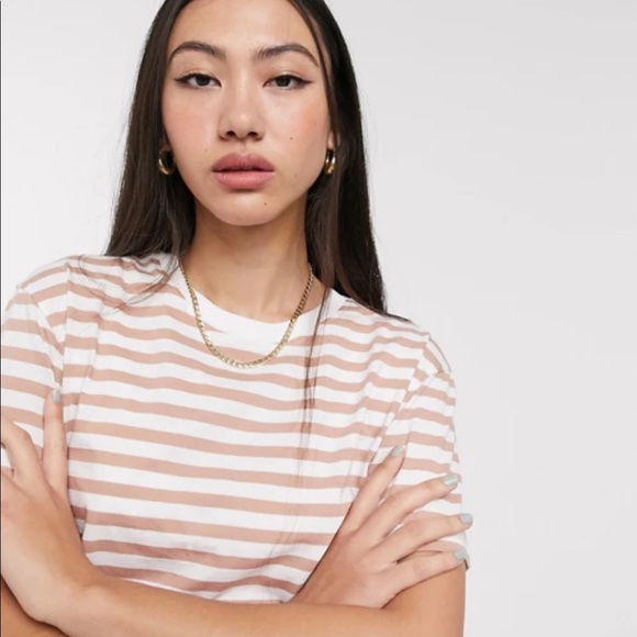 Cotton striped tee - dusty rose & white - Picture 3 of 6